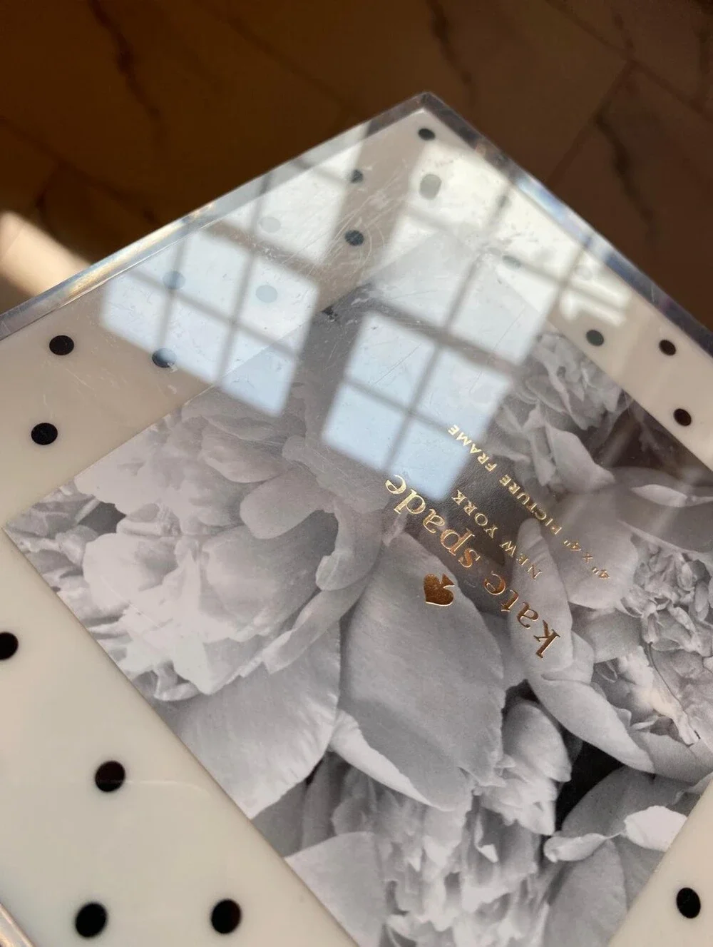 Rare Kate Spade Black And White Polka Dot Acrylic Picture Frame